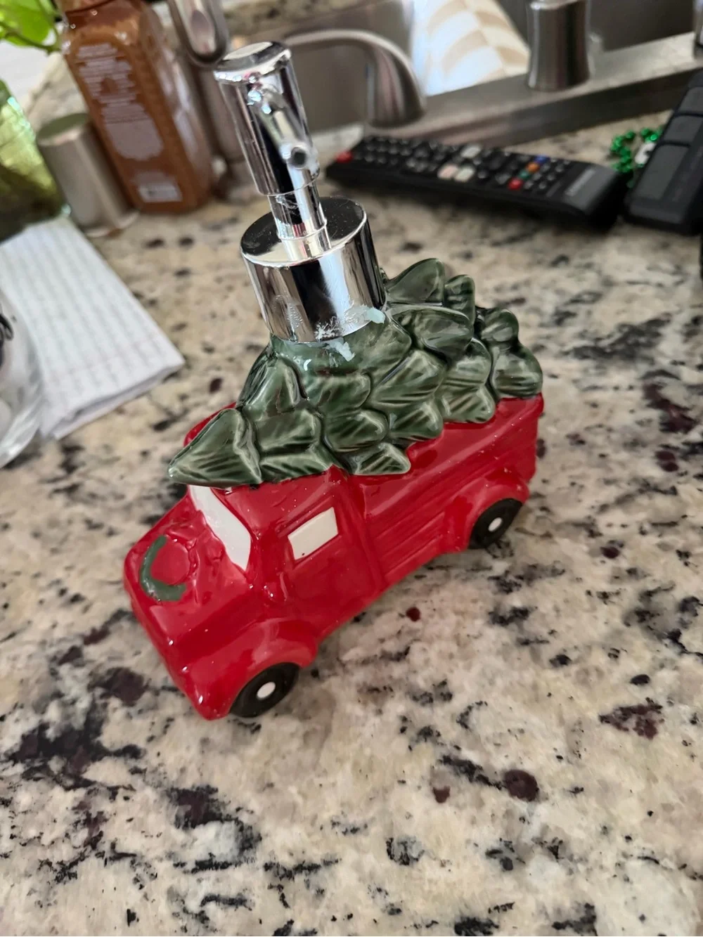 Christmas tree truck soap dispenser